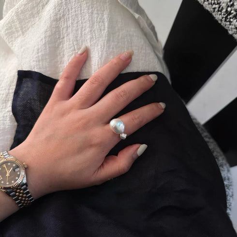 Dual Baroque Pearls Open Ring - Chic & Simple